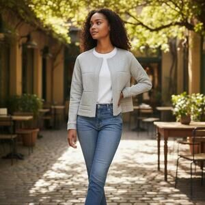 075 Armani Exchange Cropped Light Gray Jacket (Small, NWT)